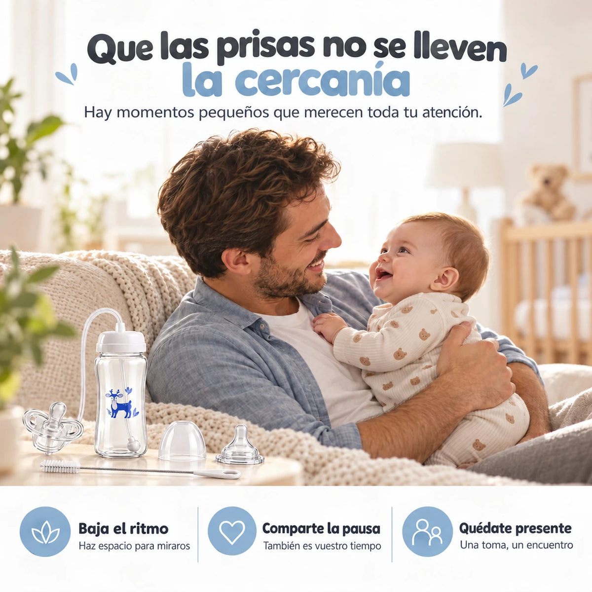 Biberón NubiSip con tubo flexible y tetina tipo chupete